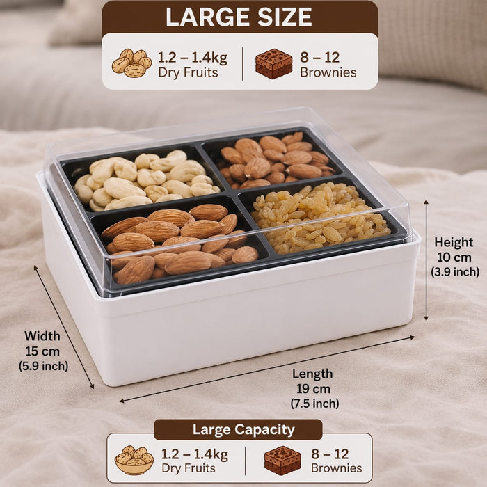 4 Cavity Packing Box | Disposable  Box for  Brownies,Cake, Cookies ,Picnic,Gifting & Premium Packing
