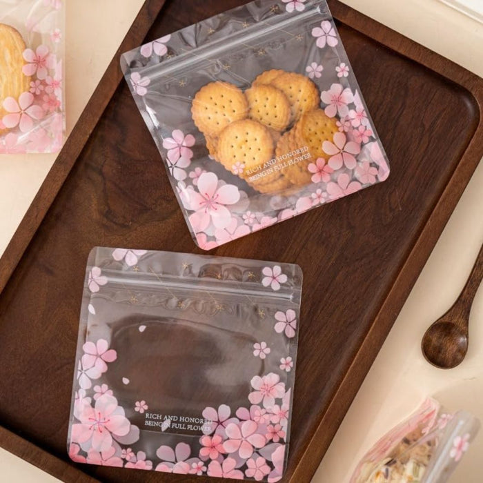 Multi Print Transparent Zip Lock Pouch  (Asthetic Designs) | 13 x 13 cm | Reusable Plastic Packaging for Cookies, Chocolates & Dry Snacks