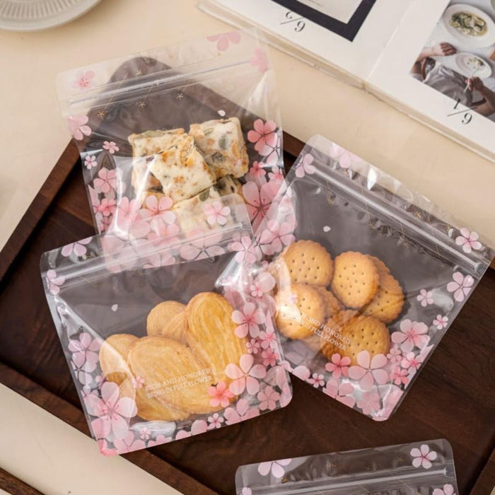Multi Print Transparent Zip Lock Pouch  (Asthetic Designs) | 13 x 13 cm | Reusable Plastic Packaging for Cookies, Chocolates & Dry Snacks