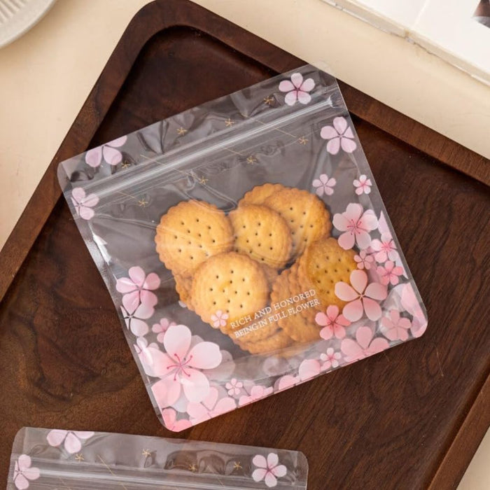 Multi Print Transparent Zip Lock Pouch  (Asthetic Designs) | 13 x 13 cm | Reusable Plastic Packaging for Cookies, Chocolates & Dry Snacks
