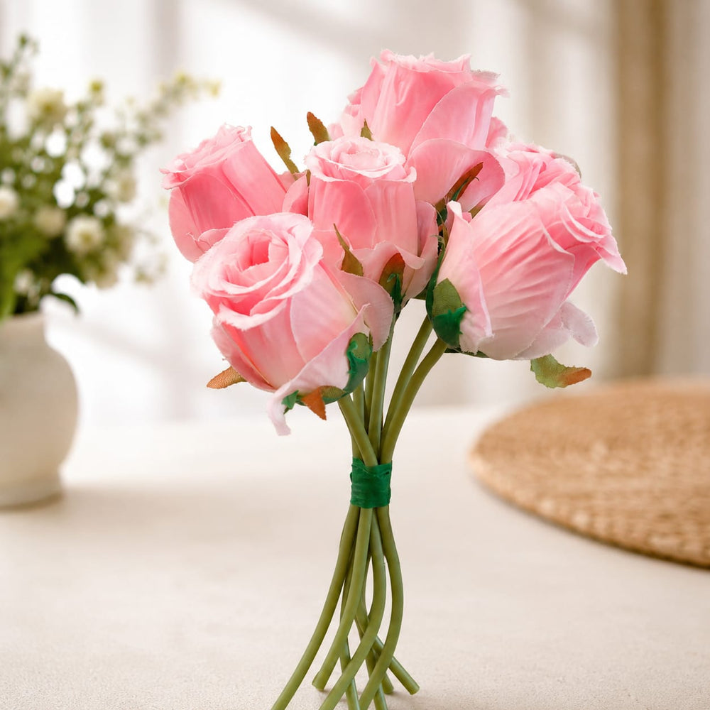 Artificial Rose Flower for - Home, Office, Bedroom, Balcony, Table Display, Living Room Decoration and Craft Corner (Without Vase Pot)