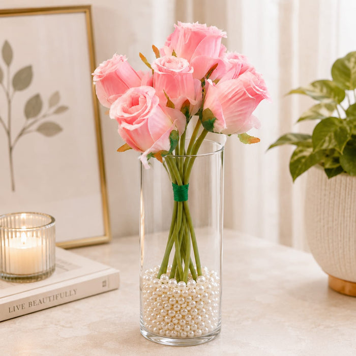Artificial Rose Flower for - Home, Office, Bedroom, Balcony, Table Display, Living Room Decoration and Craft Corner (Without Vase Pot)