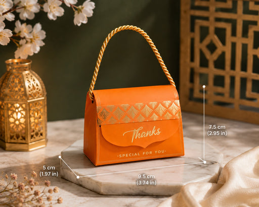 Decorative Folding Storage Box/ Purse style for Return Gift, Birthday, Valentine's Day - Boxes, Perfect for Packing Chocolate, Dry Fruits, and Invitations (Orange) (8 cm)