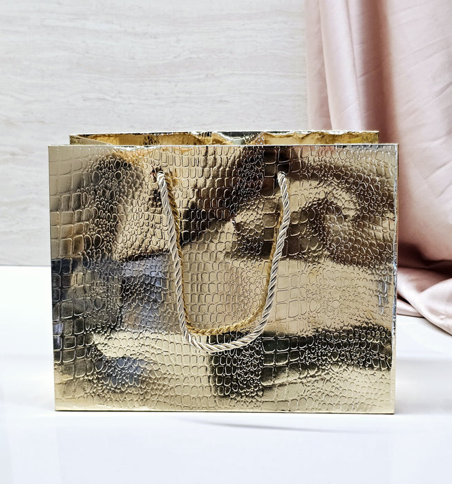 10 Pcs Small Size Shiny Paper Bag Gift Bags with Handle Gift Paper bag, gift For Gifting, marriage, Return Gifts, Birthday, Wedding, Party, Season's Greetings (Small, Golden)