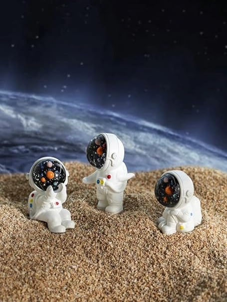SATYAM KRAFT 1 Set(4 Pieces) Astronaut Miniature Set for Unique Gift, Home, Bedroom, Living Room, Office, Restaurant Decor, Figurines and Garden Decor Items(Multicolor)(Resin)