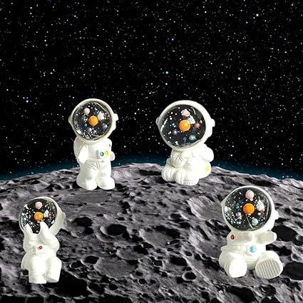 1 Set(4 Pieces) Astronaut Miniature Set for Unique Gift, Home, Bedroom, Living Room, Office, Restaurant Decor, Figurines and Garden Decor Items(Multicolor)(Resin)