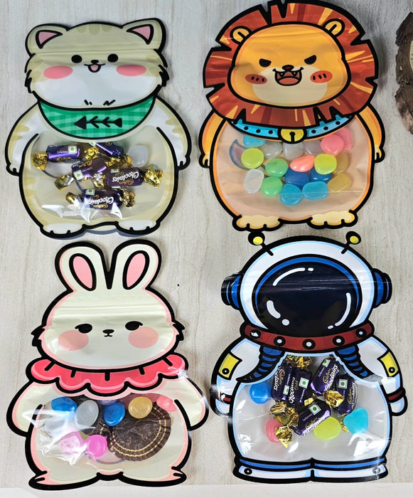 20 Pcs Animal Design Ziplock  Pouches  For Gifting, Return Gifts, Birthday, Baby Shower, Party Pouches | Chocolate & Dry Fruit Packing