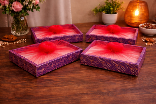 7x10 inch Multipurpose Decorative Folding Paper Box Net Rectangle Cardboard Box with Net DIY Tray for Gift Hamper, Gifting (Cardboard Folding Paper Box)