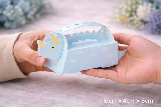 Dinosaur Theme Favor Folding Storage Box for Return Gift, Birthday, Valentine's Day - Boxes, Perfect for Packing Chocolate, Dry Fruits, and Invitations (Blue)