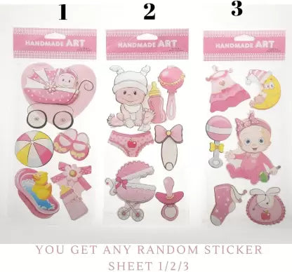 35 cm Baby Sticker for baby shower- baby Girl Pink (Random sheet) Non-Reusable Sticker