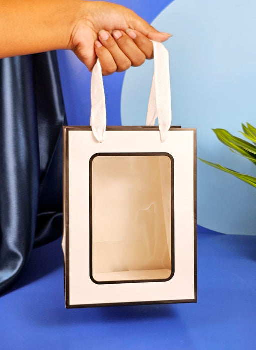 Small size Transparent Bag Goodie Bags With Handle Gift Bag,Hamper Bag,Carry Bags,Shopping Gift Bag,Gift For Gifting,Presents,Return