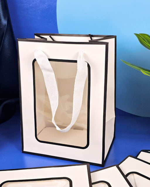 Transparent Bag Goodie Bags With Handle Gift Bag,Hamper Bag,Carry Bags,Shopping Gift Bag,Gift For Gifting,Presents,Return Gifts,Birthday,Party,Wedding,Festivals,Events.