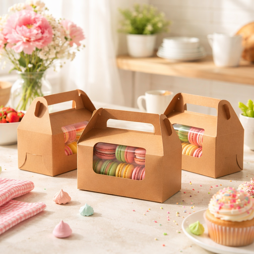 Decorative Folding Paper Gift Boxes With 2 Cupcake Holder For Gifting Chocolates, Dryfruits Items - Fancy Decorative packaging In Marriage Pooja Function Packing (Brown)