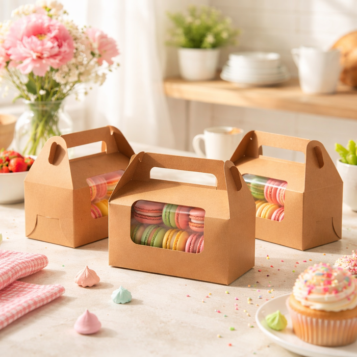 Decorative Folding Paper Gift Boxes With 2 Cupcake Holder For Gifting Chocolates, Dryfruits Items - Fancy Decorative packaging In Marriage Pooja Function Packing (Brown)