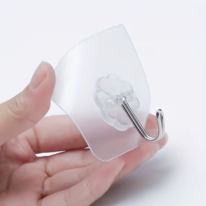 Hooks for Wall Without Drilling, Self Adhesive Hooks for Wall Heavy Duty Strong Nail Free for Hanging Photo Frame, Wall Hanger Sticky Hook,Hooks for Wall (Hanging Hook, Transparent)