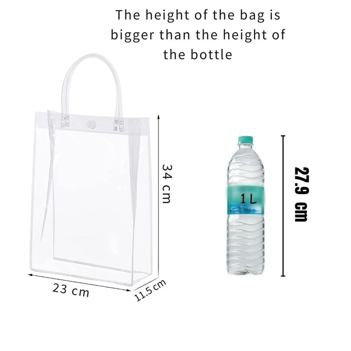 SATYAM KRAFT Large Transparent PVC Plastic Bag Goodie Bags With Handle Gift bag, Carry Bags, gift bag, gift for Gifting, Return Gifts, Birthday, Wedding, Party, Festivals, Events (Large)