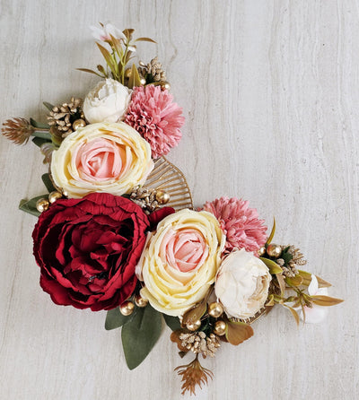 1 Pcs Big Artifical Flower stylish Brooches Ready to use flower bunch for any occation, Ganpati decor, Toran decoration stylish brooches.