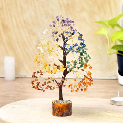 1 pc Artificial Seven Chakra Tree Crystals Bonsai Gemstones Tree for Home Decor, Living Room, Office, Table Desk, Showpiece, Gifting, Decoration (Pack of 1)