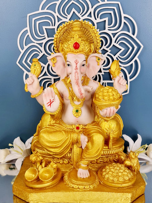 SATYAM KRAFT 1 Piece Idol Shree Ganesh Murti - Ganesha for Home Decor Ganpati Decoration for Lord Pooja, Office, Living Room, Mandir, Ganapati Showpiece for Gift(Pack of 1)