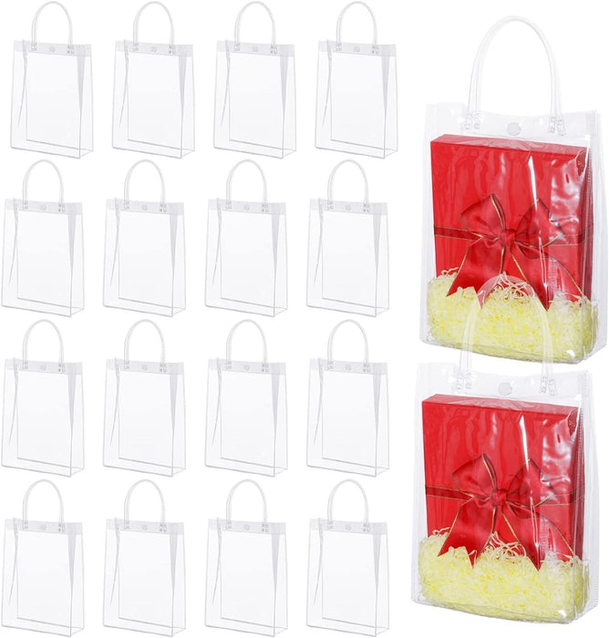 Amazon.com: Saintrygo 80Pcs Clear Plastic Gift Bags with Handles Small  Transparent PVC Gift Bags Reusable Tote Bags for Shopping Wedding Favor(7.9  x 7.9 x 3.2 Inch) : Everything Else