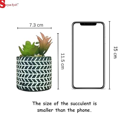 1 PC Mini Artificial Green Indoor Succulent Plant with Aesthetic Ceramic Pot Faux Flower Plant to Add Charm to Your Home Decor(Black)