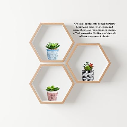 SATYAM KRAFT 1 PC Mini Artificial Green Indoor Succulent Plant with Aesthetic Ceramic Pot Faux Flower Plant to Add Charm to Your Home Decor(grey)