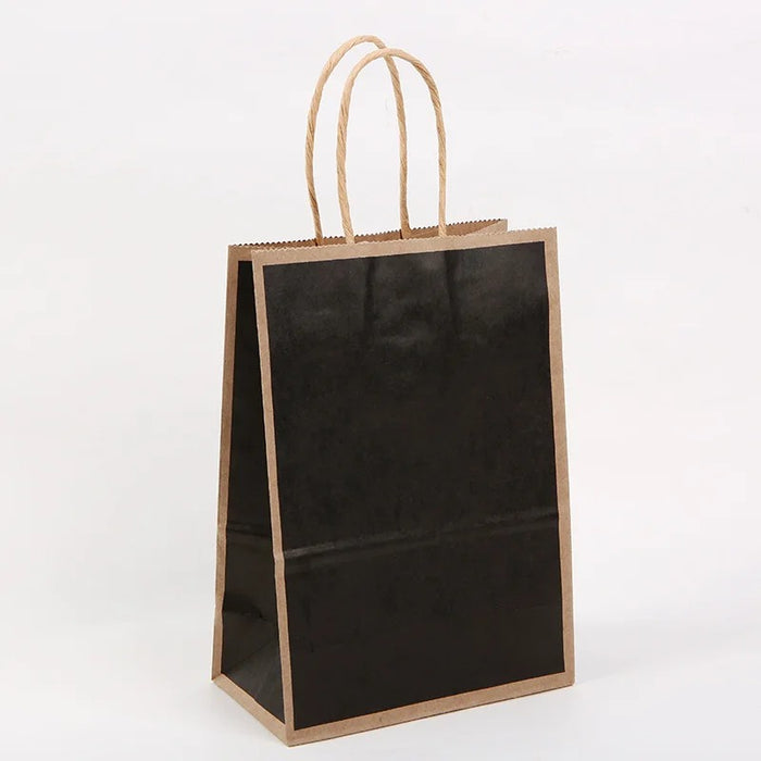SATYAM KRAFT Small Size BLACK (21 X15 X8 cm) Paper Bags With Handle Gift Paper bag, Carry Bags, gift For Valentine Gifting, marriage Return Gifts, Birthday, Wedding, Party, Season's Greetings