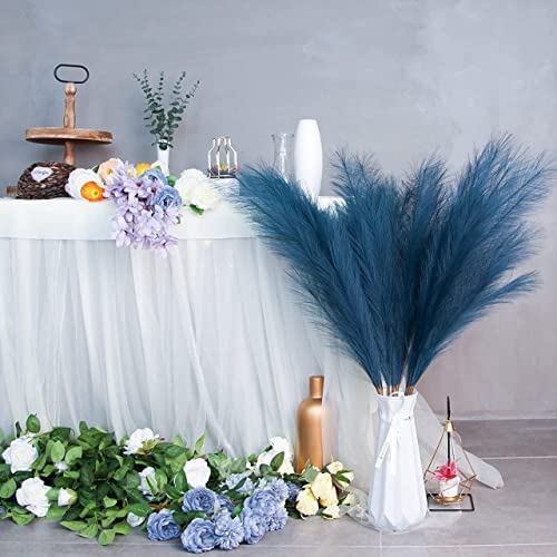 3 Pcs Artificial Big Pampas Grass Flowers Plant Home, Room, Office, Bedroom,Living Room, Table Decoration Craft Items Corner (Without Vase Pot) (32.5 Inch)