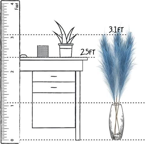 3 Pcs Artificial Big Pampas Grass Flowers Plant Home, Room, Office, Bedroom,Living Room, Table Decoration Craft Items Corner (Without Vase Pot) (32.5 Inch)