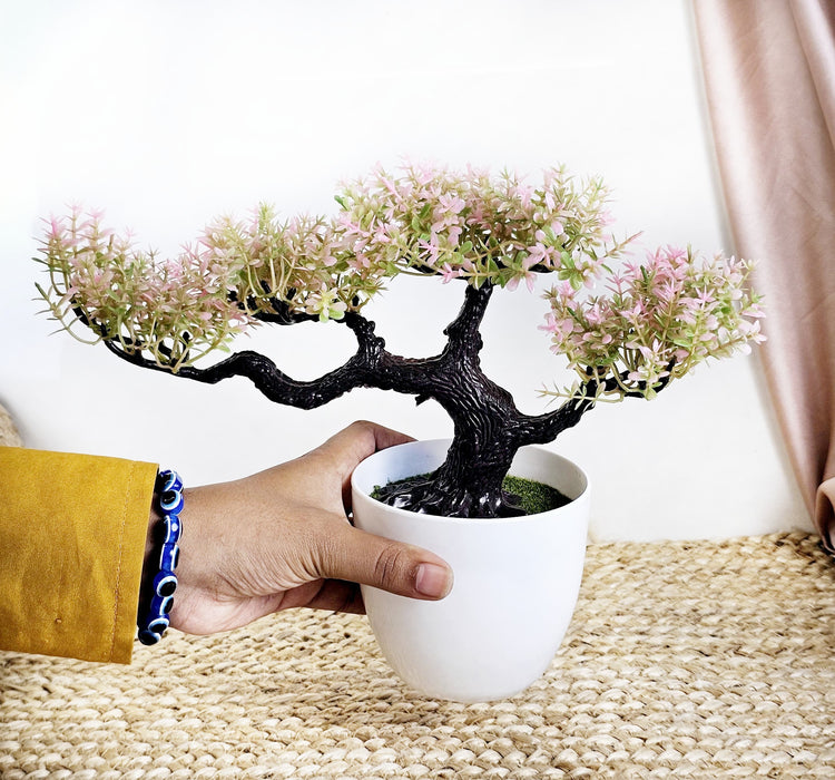 Artificial Bonsai Flower Tree with Pot for Home Decor, Room Decorations, Living Room Table Decoration Plants and Craft Items Corner
