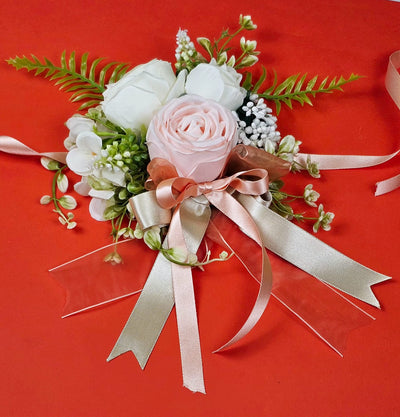 1 Pcs Artifical Flower stylish Brooches bow Ready to use flower bunch for any occation, Wedding marriage Hamper Gifting decor Toran decoration baby shower photoshoot,stylish brooches.