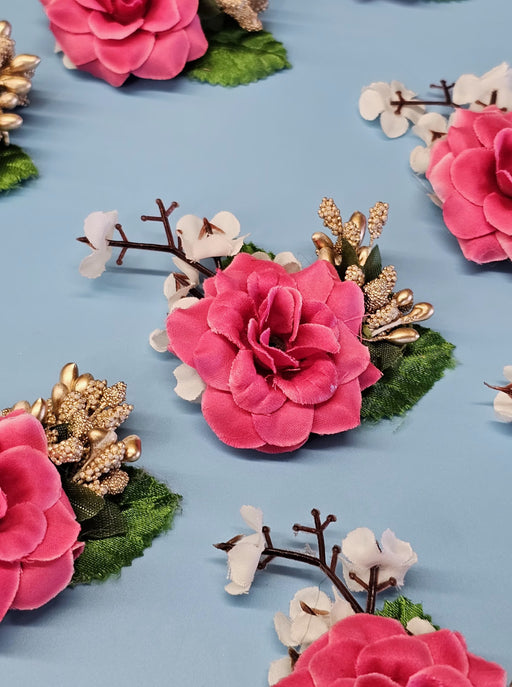 12 Pcs Pink colour Artifical Flower stylish Brooches Ready to use for any occation, Hamper decoraton, Toran decoration stylish brooches.