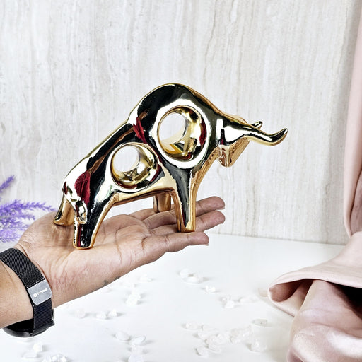 1 Pc Golden Bull Ceramic Showpiece for Home Decor, Statue, Living Room, Decorative Gift Item, Table Decor,Diwali Decor Centre Piece