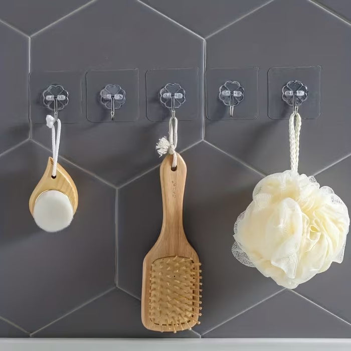 Hooks for Wall Without Drilling, Self Adhesive Hooks for Wall Heavy Duty Strong Nail Free for Hanging Photo Frame, Wall Hanger Sticky Hook,Hooks for Wall (Hanging Hook, Transparent)