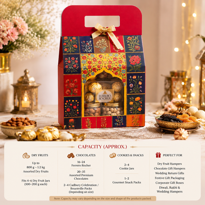 Peacock Rajwadi Gift Box with Window cardboard  | Premium Return Gift & Hamper Packaging Box |