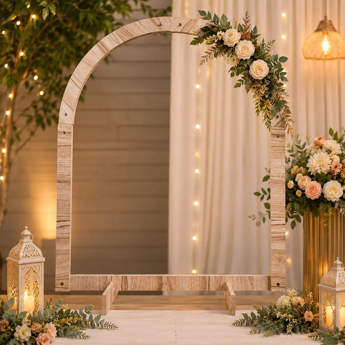 Premium Foldable Wooden Backdrop Stand | Available in Round, Hexagon & Arch Shapes | Elegant Event Decoration Frame
