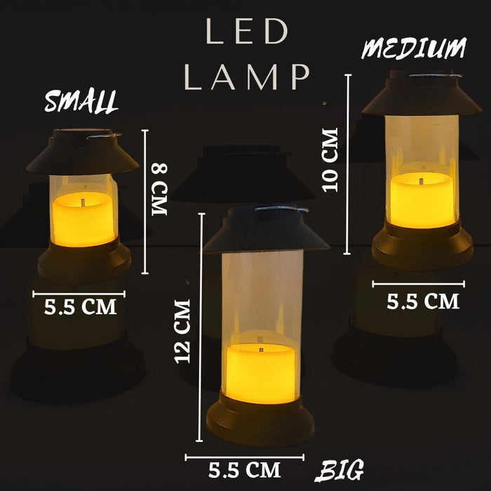 3 Pcs Flameless and smokeless Acrylic Antique LED Hurricane Lantern Lamp and Wireless Wall Hanging Candle for Home,Living Room, Wall Decor, Diwali Decorations (Meduim)