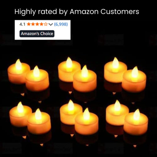 24 pcs Acrylic Flameless And Smokeless Decorative Candles Led Tea Light Candle Perfect For Gifting (Yellow, 2 Cm)                                         *BEST SELLER*