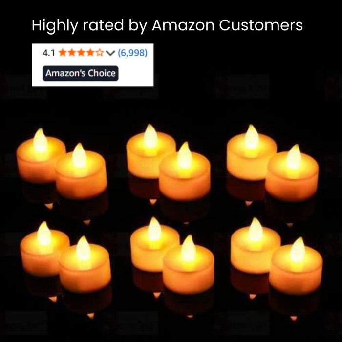 24 pcs Acrylic Flameless And Smokeless Decorative Candles Led Tea Light Candle Perfect For Gifting (Yellow, 2 Cm)                                         *BEST SELLER*