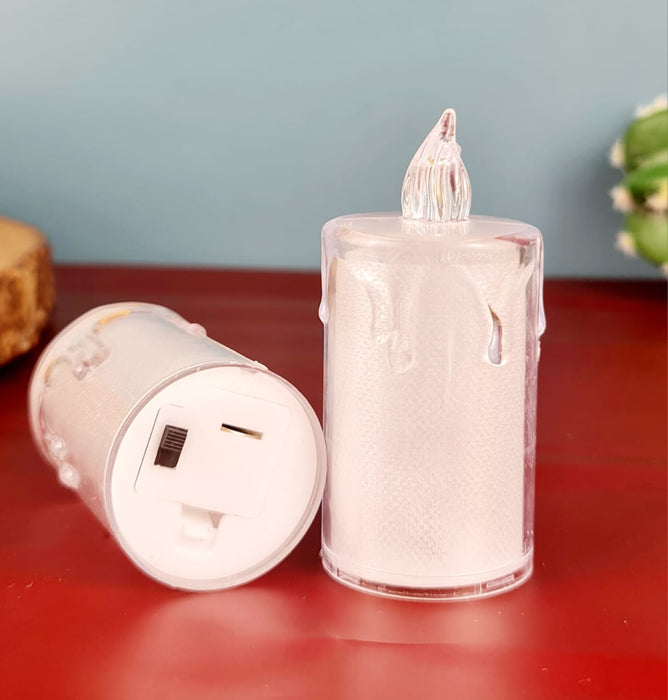 12 pcs Flameless and Smokeless Crystal Dripping Design Acrylic led Candles Tea Light Candle Perfect for Home Decor,Gifting,Festival,Events,Party Decoration (Yellow) large)