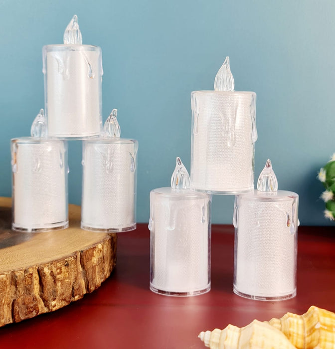 12 pcs Flameless and Smokeless Crystal Dripping Design Acrylic led Candles Tea Light Candle Perfect for Home Decor,Gifting,Festival,Events,Party Decoration (Yellow) large)