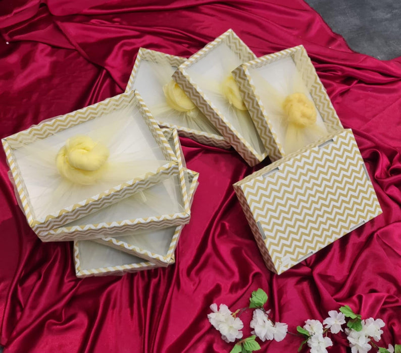 10 Pcs Multipurpose Decorative Folding Paper Box Net Rectangle Cardboard Box with Net DIY Tray for Gift Hamper, Gifting (Cardboard Folding Paper Box),Room Hamper,Wedding Hamper