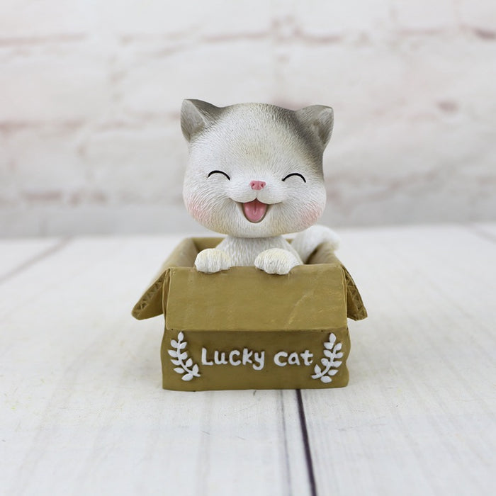 1 Pc Bobble Head Shaking Cat, Ideal for Car Dashboard Miniature Decorative Figurines Decor for Living Room Decoration, Home, Office