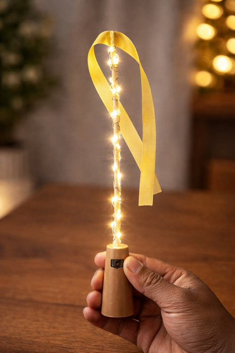 SATYAM KRAFT LED Bridal Entry Glow Stick with Fairy Lights, Wedding Entry Light Stick for Bride & Bridesmaids, Mehndi Haldi Decoration Light Wand with Bow & Pearl Design for Wedding, Party & Celebration