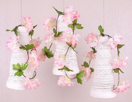 Artificial Cherry Blossom Rattan Flowers(Baby Pink) Wall Hanging Decorative Vine String Lines Items for Diwali Decoration, Backdrop for Pooja Room, Home Decor (230 cm)