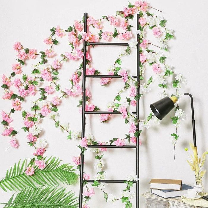 Artificial Cherry Blossom Rattan Flowers(Baby Pink) Wall Hanging Decorative Vine String Lines Items for Diwali Decoration, Backdrop for Pooja Room, Home Decor (230 cm)