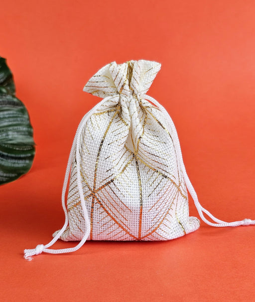 20 Pcs Golden Lines Drawstring Jute stylish Storage Potli pouches for Small Jewelries, Money, Paper Notes Women Wallet, Gift Bags, return gift, Women handbag Shagun Pouch, Candy Bags(Design1)