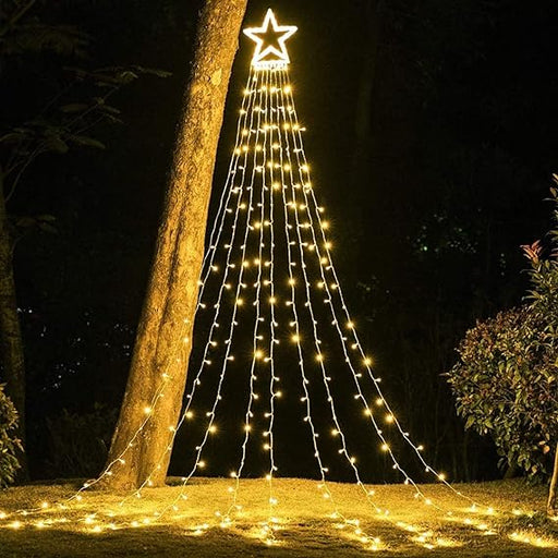 SATYAM KRAFT 1 Pcs Acrylic Star Curtain Led Lights With Plug For Home,Christmas decor,festival (2.22 Meter) (Yellow)