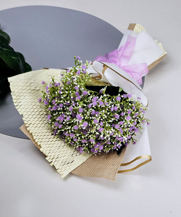Ready to use Bouquet Artificial Flower White BabysBreath & Sunflower Gypsy Wrapped for Best Wishes,Gifting,Housewarming,Wedding,Office,Welcoming, Surprice,Gift for her/him Birthday,Anniversary