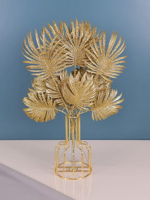 20 pcs Glitter Artificial Leaves Fake Flower Sticks Decorative Items for Gifting, Home, Balcony, Living Room, Valentine, Wedding Decoration (Golden)